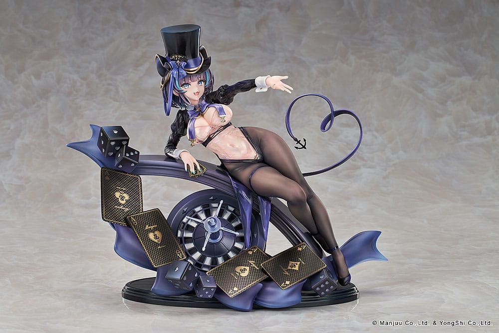 Azur Lane Cheshire: The Cat in the Magic Hat figure, front view with top hat, grey background