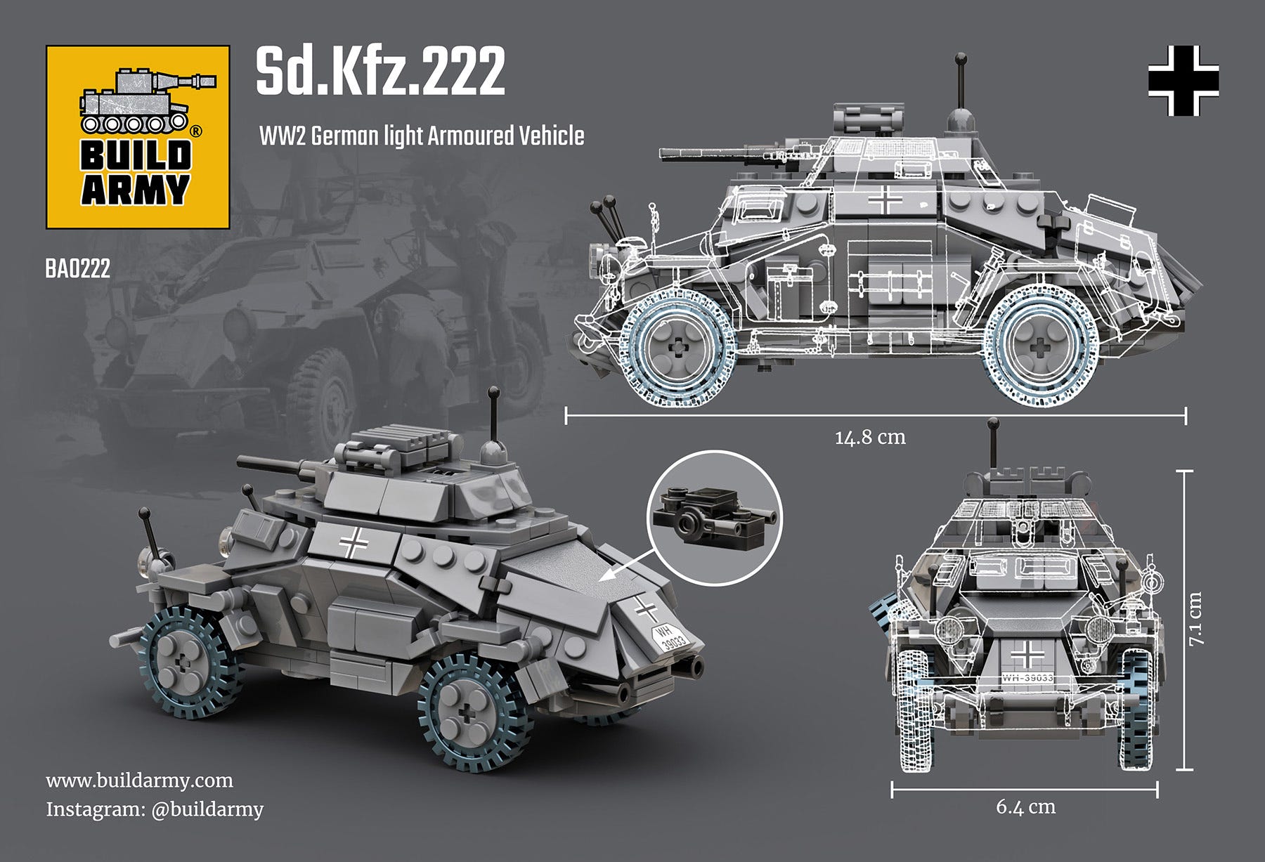 Buildarmy 1:33 Sd. Kfz. 222 Armoured Vehicle - B0222