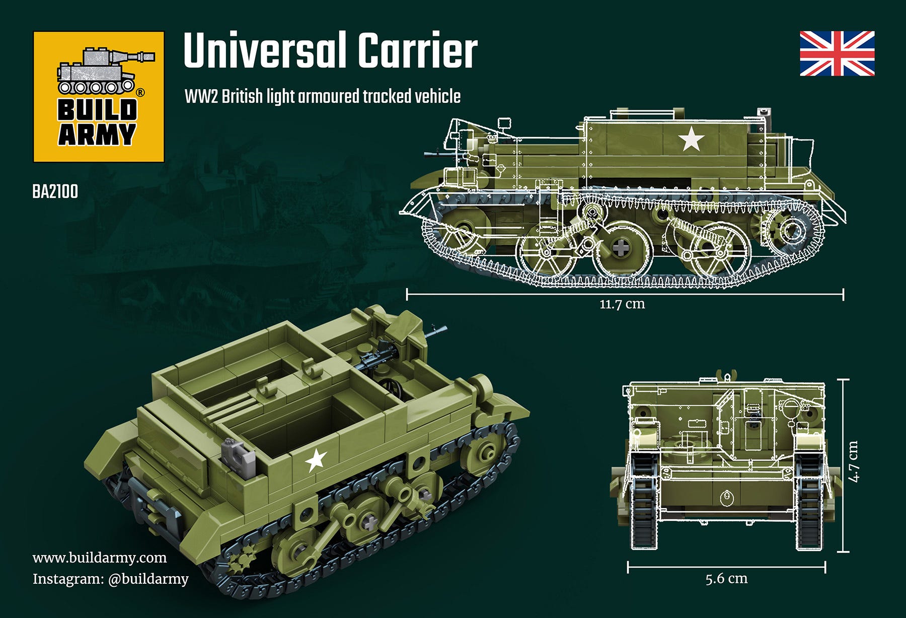 Buildarmy 1:33 Universal Carrier Armoured Tracked Vehicle - B2100