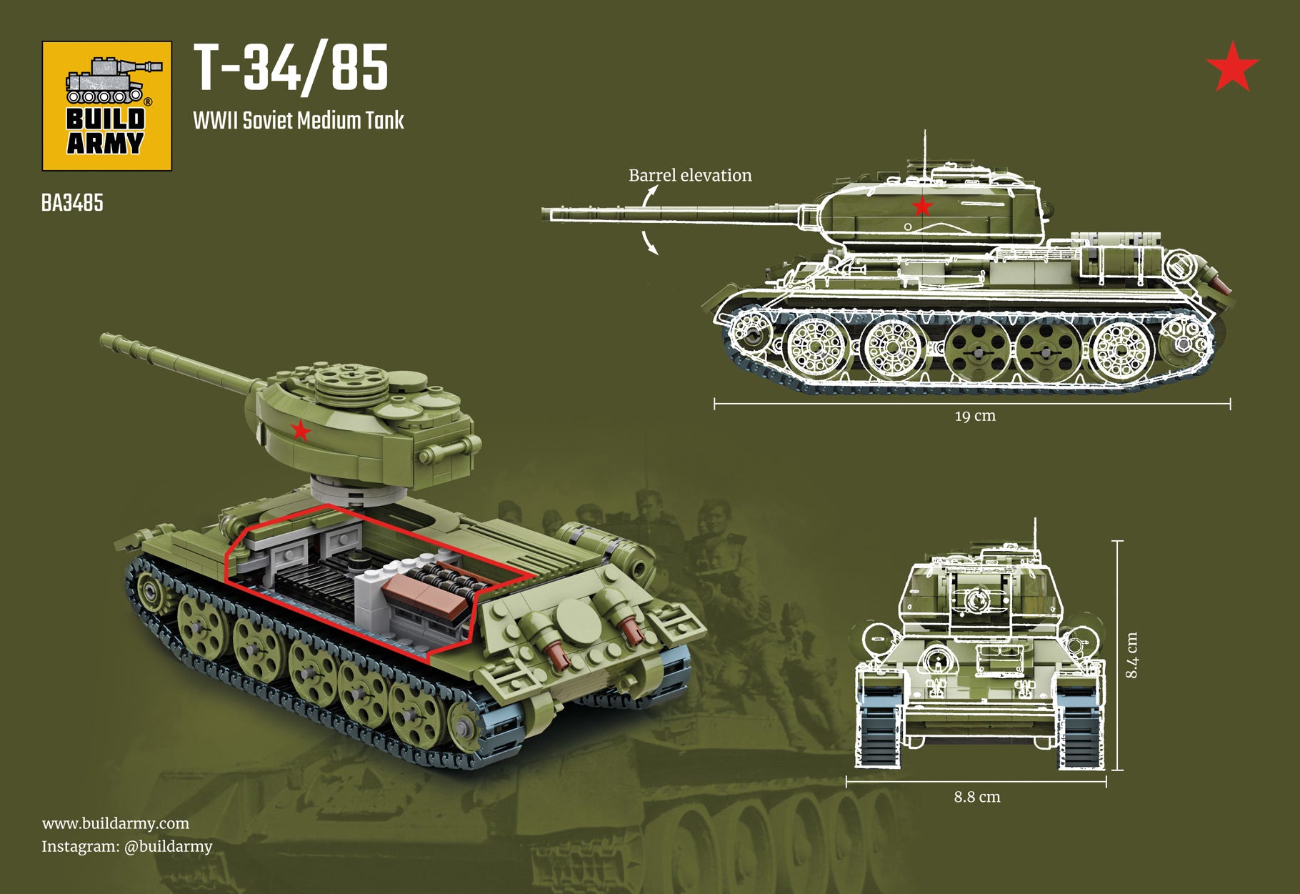 Buildarmy 1:33 Soviet T34/85 - B3485