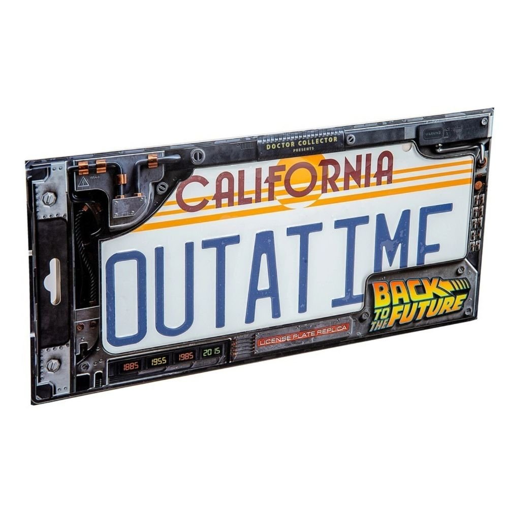 Back to the Future OUTATIME replica metal licence plate from the DeLorean
