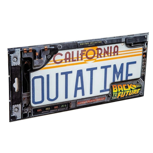 Back to the Future OUTATIME replica metal licence plate from the DeLorean