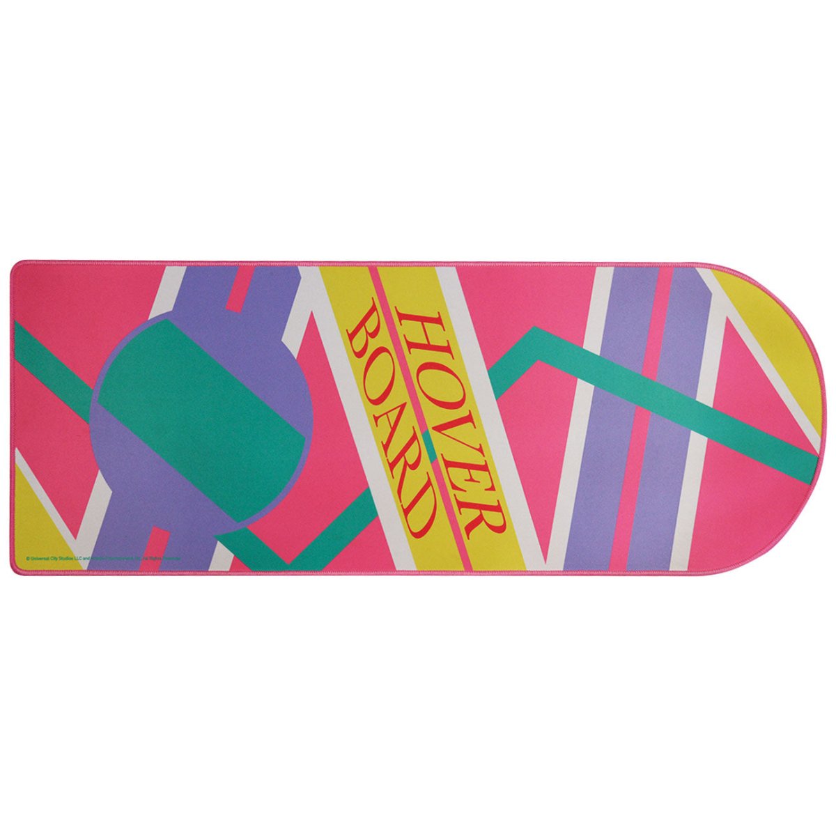 Back to the Future XL hoverboard-print desk pad in pink, yellow and green