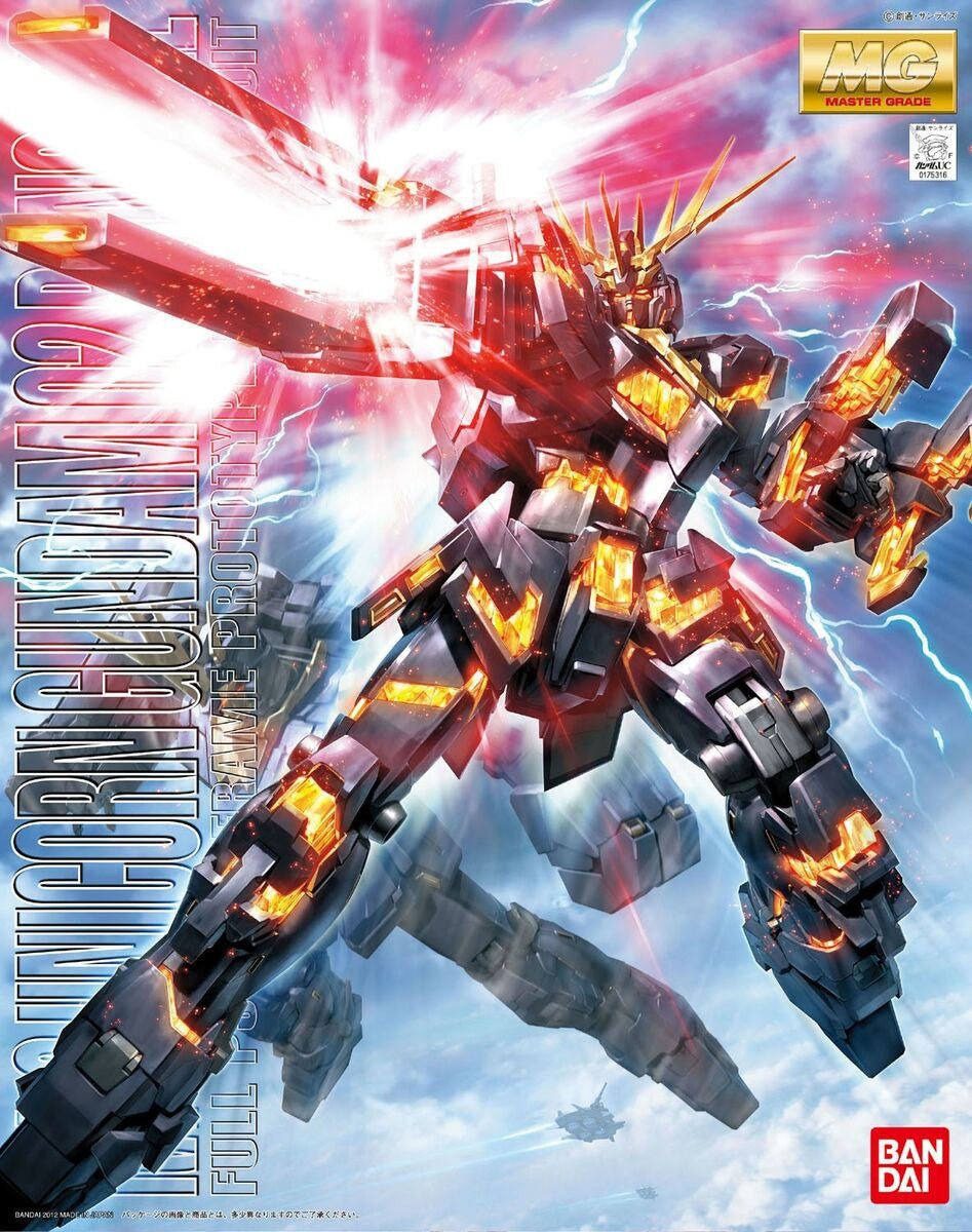 Bandai MG 1/100 RX-0 Unicorn Gundam 02 Banshee kit, box art
