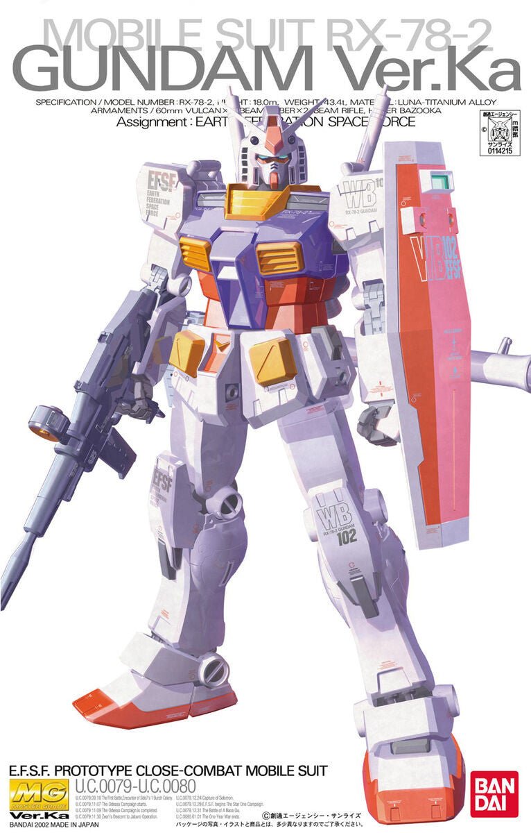 Bandai MG 1/100 RX-78-2 Gundam Ver.Ka kit, box art
