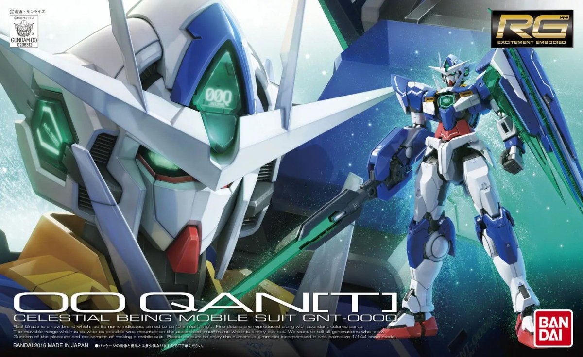 Bandai RG 1/144 00 Qan[T] kit, box art