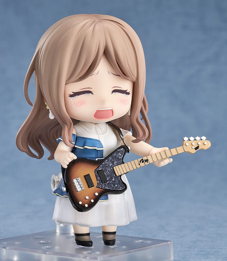 Soyo Nagasaki Nendoroid by Good Smile Company with a happy eyes-closed face-plate, holding her sunburst bass