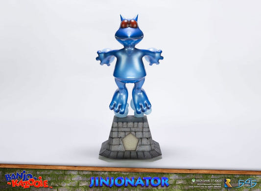 First 4 Figures Banjo-Kazooie Jinjonator resin statue, front view on stone pedestal base