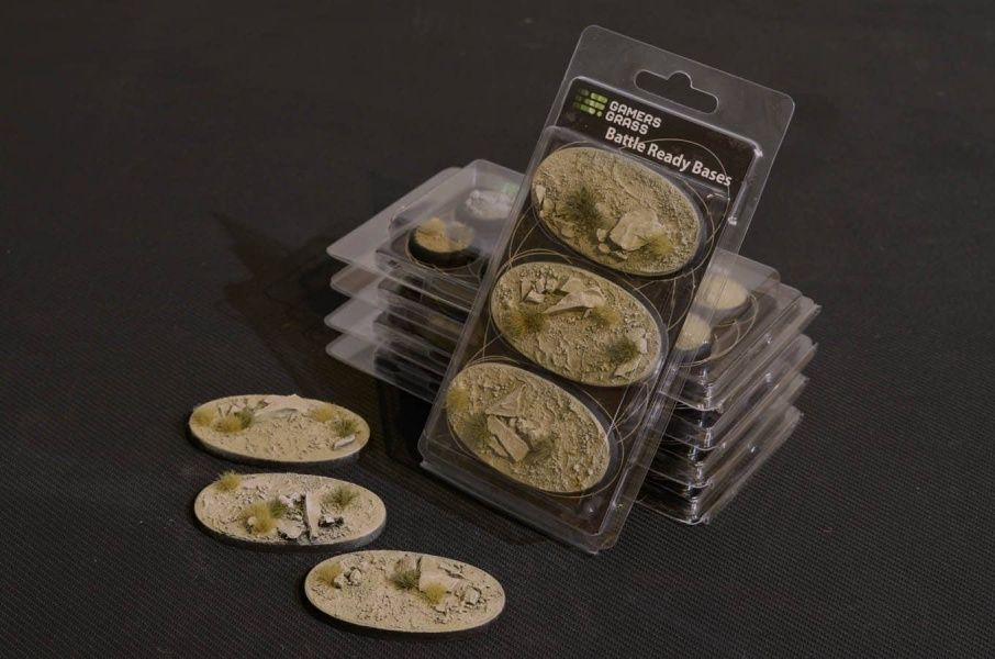 Gamers Grass Battle Ready Bases Arid Steppe Oval 75mm (x3) - Loaded Dice