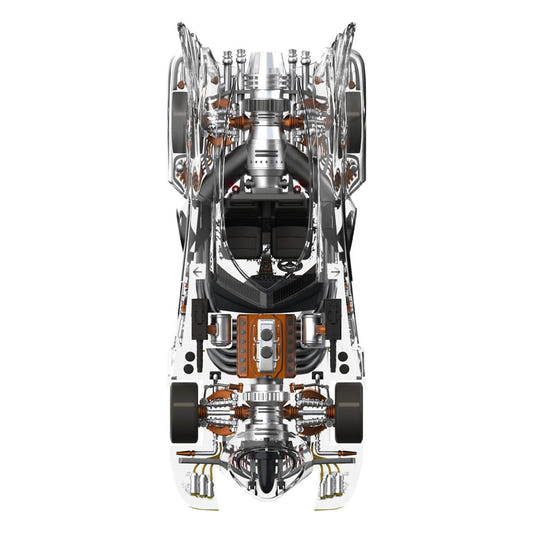 Super7 Super Cyborg 1989 Batmobile in clear plastic viewed from above, showing the interior