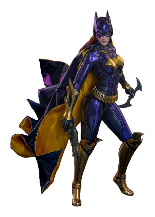 Hot Toys 1/6 Batgirl Purple and Gold Version figure from Batman: Arkham Knight with Batarang and cape