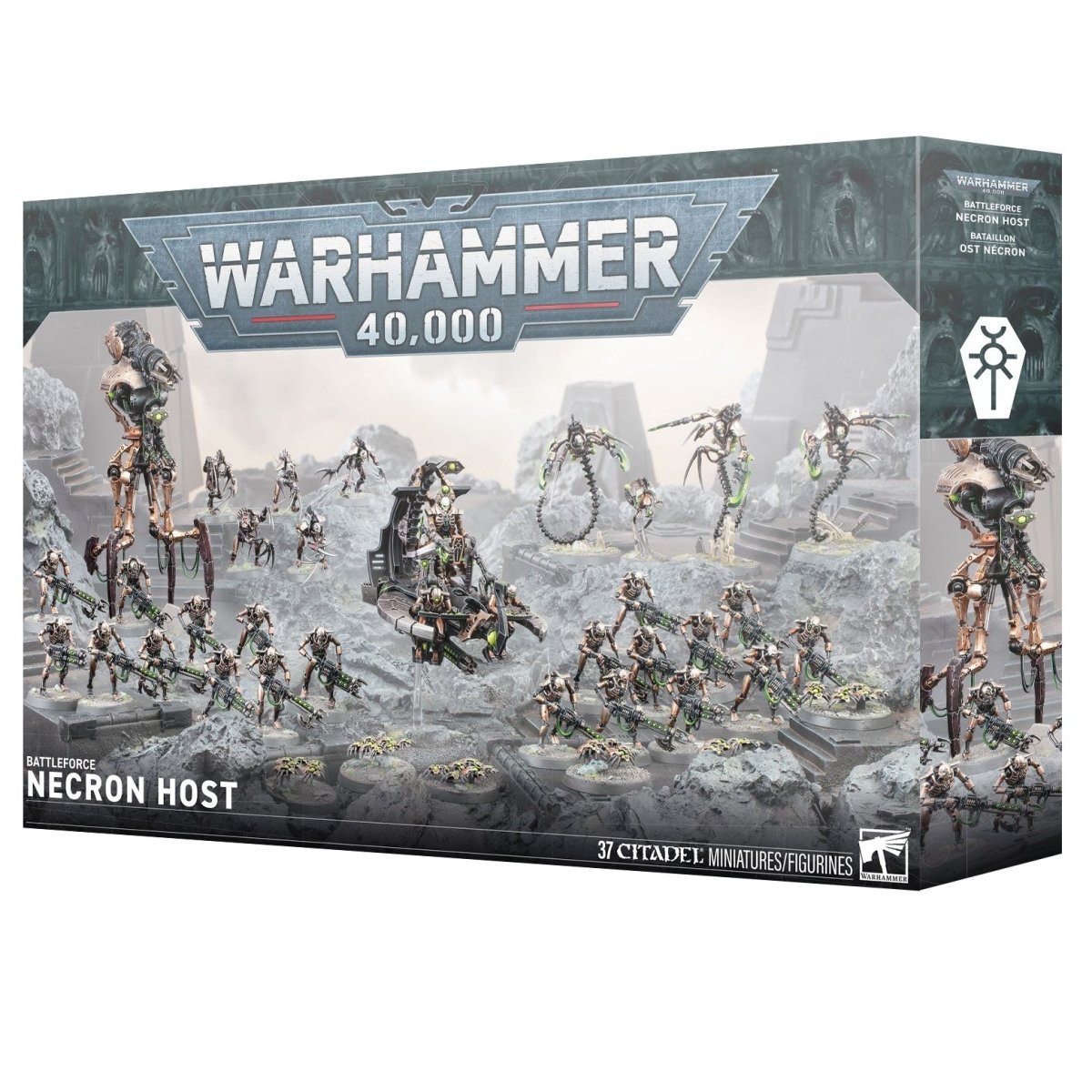 Warhammer 40,000 Necron Host game box with figures on a white background