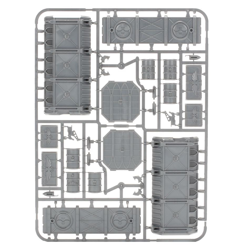 Battlezone Manufactorum: Munitorum Armoured Containers sprue contents - Loaded Dice