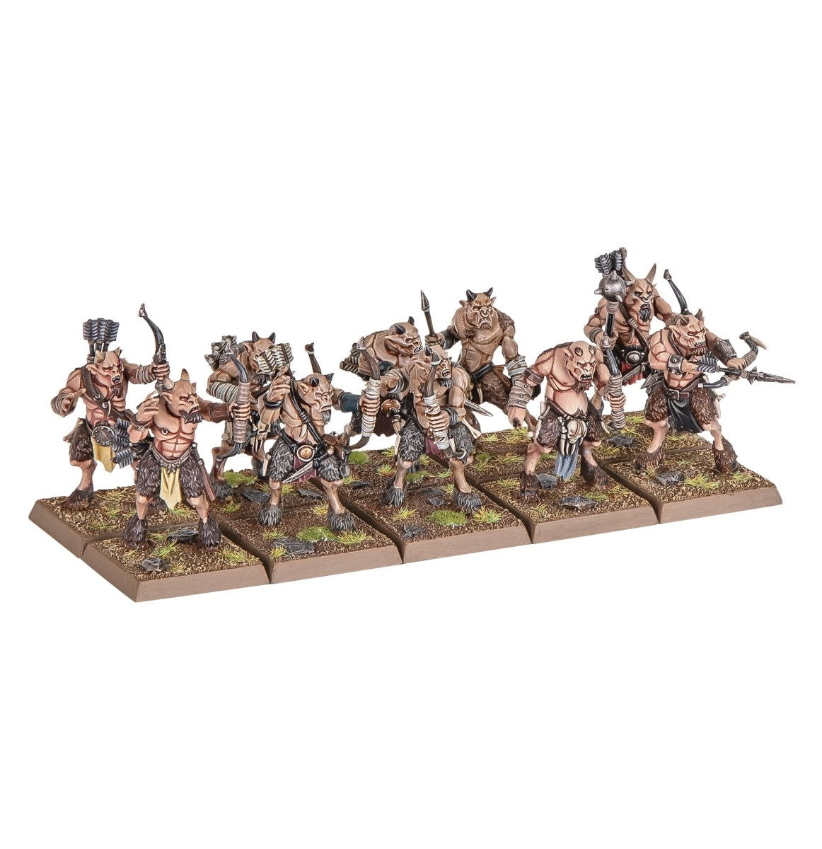 Painted unit of ten Beastmen with spears, blades and shields