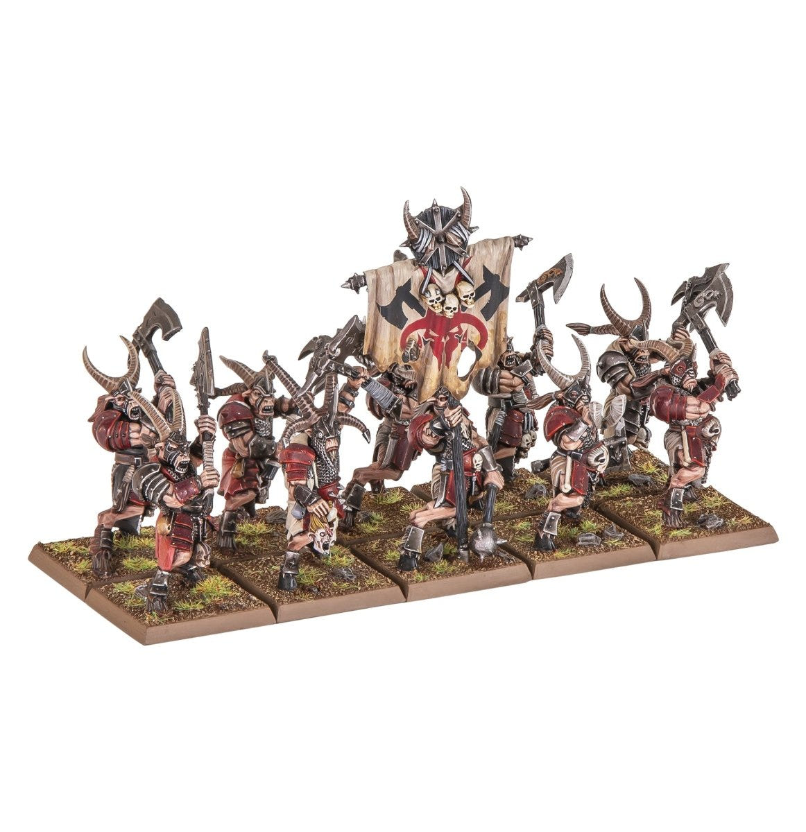 Painted Bestigor regiment with great axes and a banner