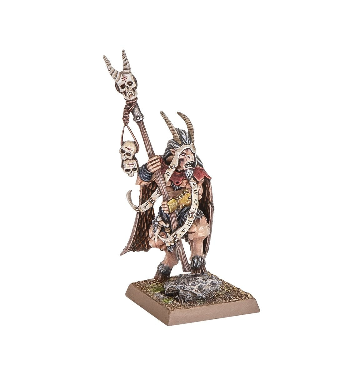 Painted Beastmen Shaman with skull-topped staff