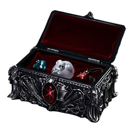Prime 1 Studio Berserk Behelit collection chest open, showing Guts', Ganishka's and Griffith's Behelits
