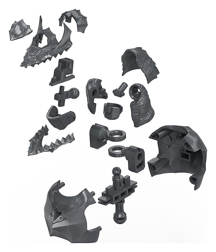 Max Factory Plamatea Guts Berserker Armor kit, assembled armour parts laid out unpainted grey