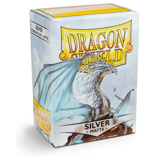 Dragon Shield - Matte Standard Size Sleeves 100pk - Silver - Loaded Dice