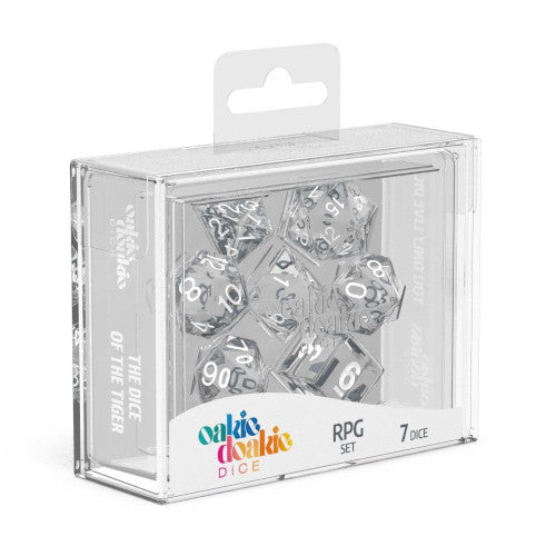 Oakie Doakie Dice - RPG Set 7 Pack Translucent - Clear - Loaded Dice Barry Vale of Glamorgan CF64 3HD