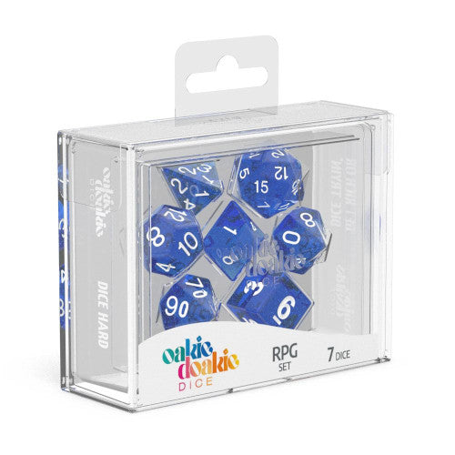 Oakie Doakie Dice - RPG Set 7 Pack Speckled - Blue - Loaded Dice