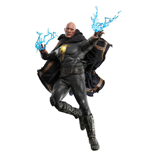 Hot Toys DX Black Adam 1/6 scale figure cut-out, flying pose with blue lightning effects