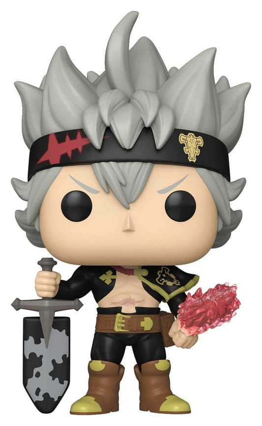 Funko Pop! Animation Asta vinyl figure from Black Clover with grey spiky hair and anti-magic sword