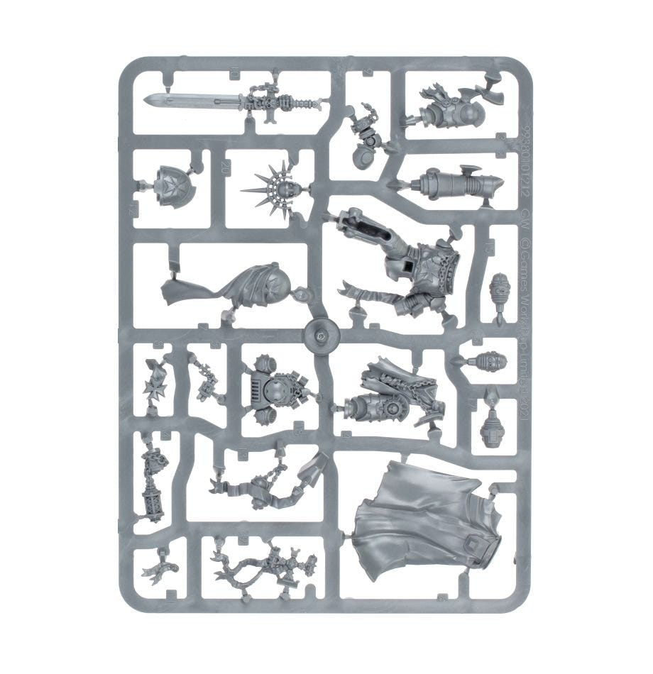 Black Templars High Marshal Helbrecht unpainted plastic sprue, frame 2 of 2