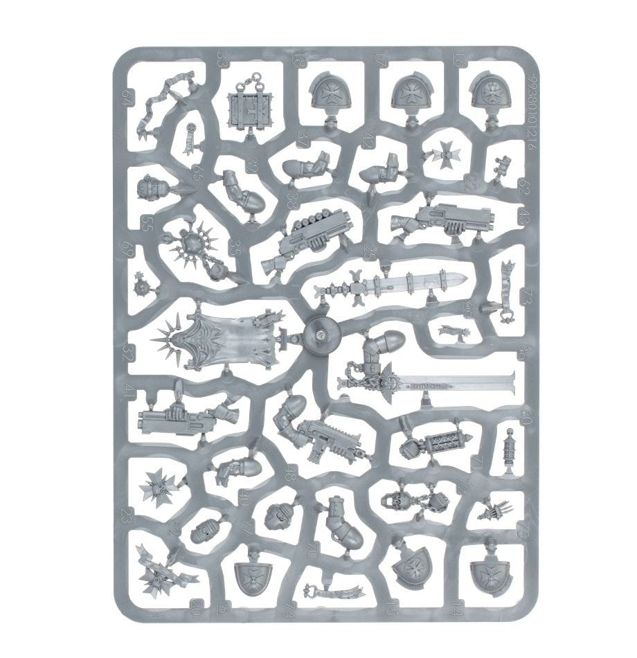 Black Templars Upgrades and Transfers unpainted plastic sprue, frame 2 of 2