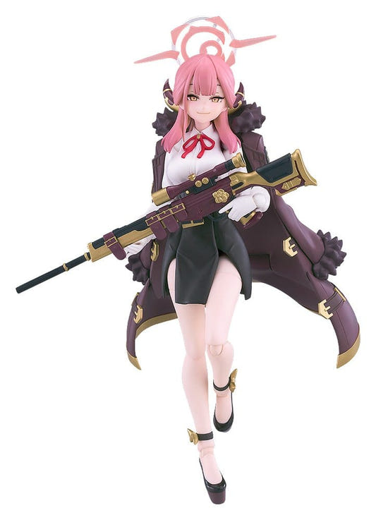 Max Factory figma Aru Rikuhachima from Blue Archive holding her rifle, coat over shoulders