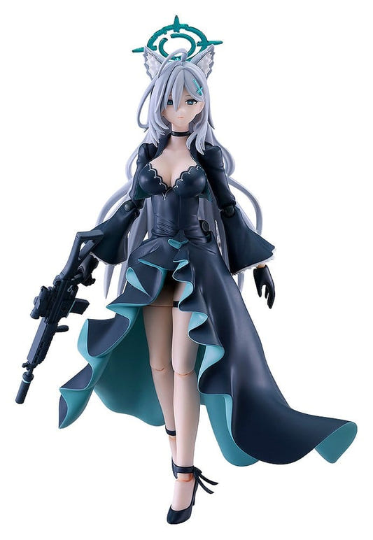 figma Shiroko*Terror from Blue Archive in black ruffled dress holding assault rifle, white background
