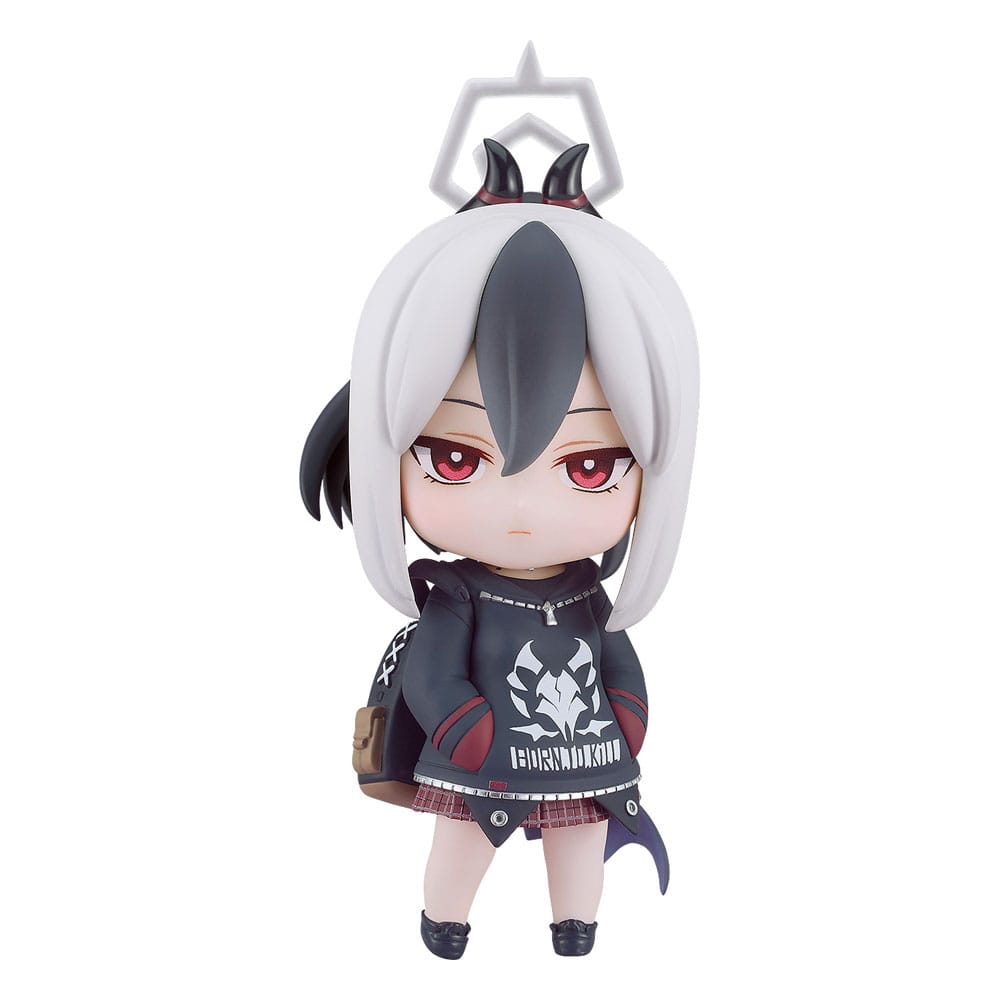 Good Smile Company Blue Archive Kayoko Nendoroid with halo, black hoodie and backpack, on white