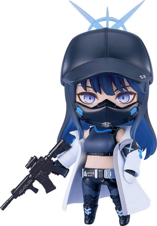 Good Smile Company Nendoroid Saori Joumae figure from Blue Archive in cap and mask holding a rifle