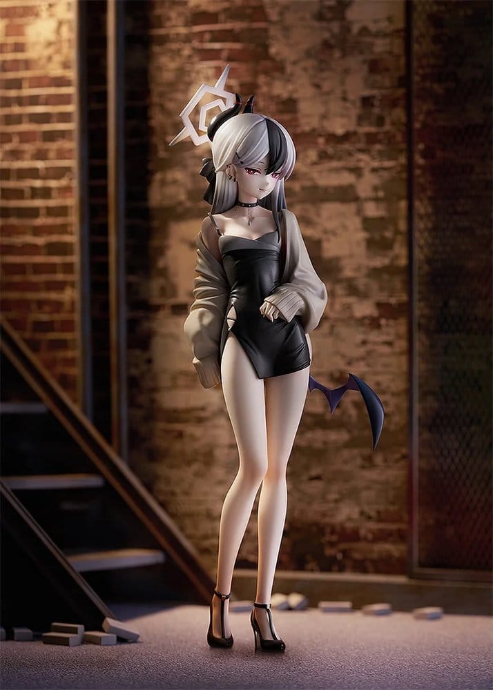 Blue Archive Kayoko Dress figure standing by a brick wall and stairs in a night scene