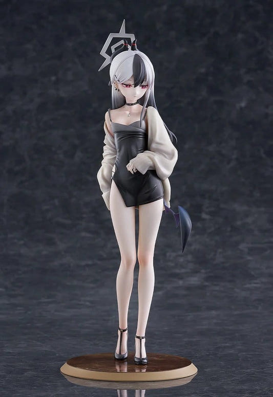 Blue Archive 1/7 scale figure Kayoko in black dress and oversized cardigan on a round base