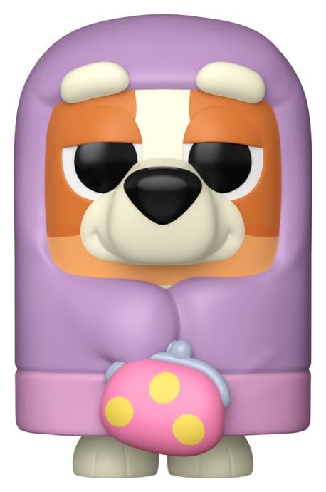 Funko Bluey POP! Animation Granny Rita vinyl figure wrapped in a lilac blanket with a spotty purse