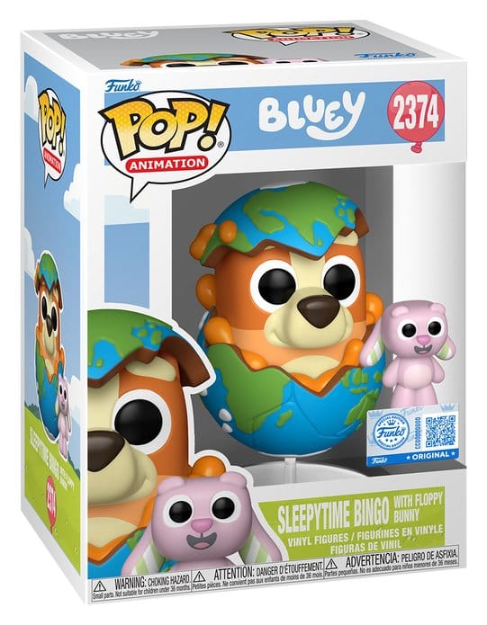 Funko Bluey POP! & Buddy Sleepytime Bingo with Floppy Bunny vinyl figure in box, number 2374