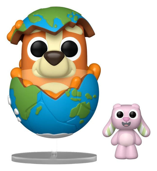Funko Bluey POP! & Buddy Sleepytime Bingo vinyl figure in a globe costume with pink Floppy Bunny