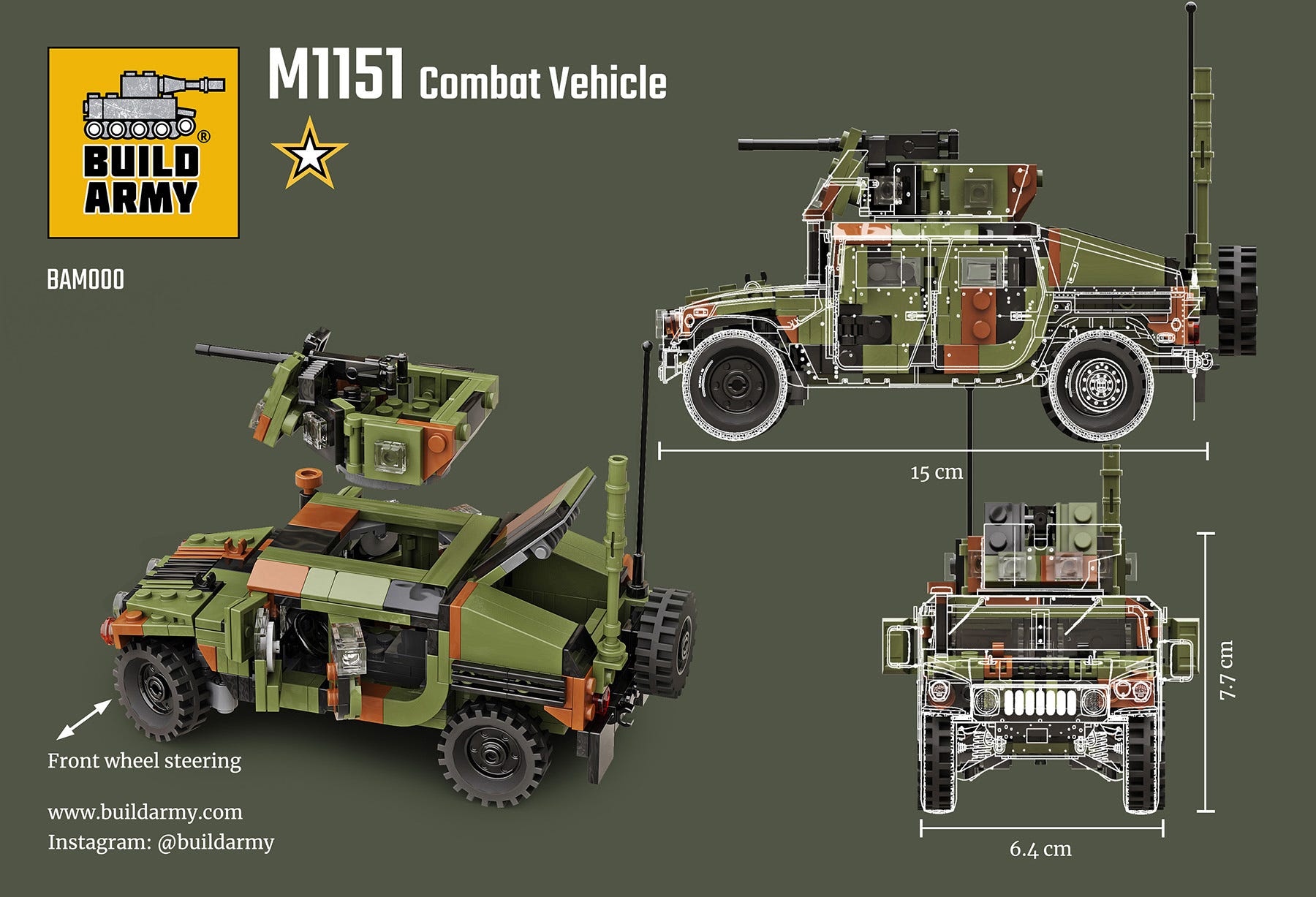 Buildarmy 1:33 Humvee M1151 Combat Vehicle - BM000