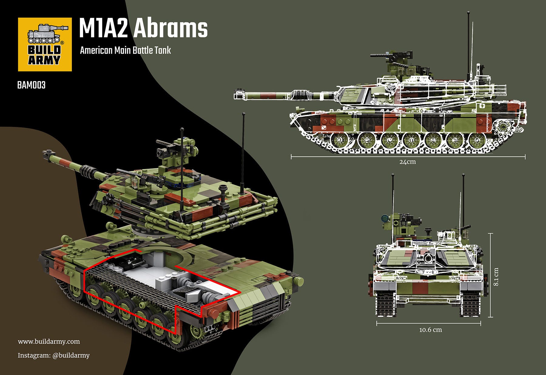 Buildarmy 1:33 M1A2 Abrams Main Battle Tank - BM003