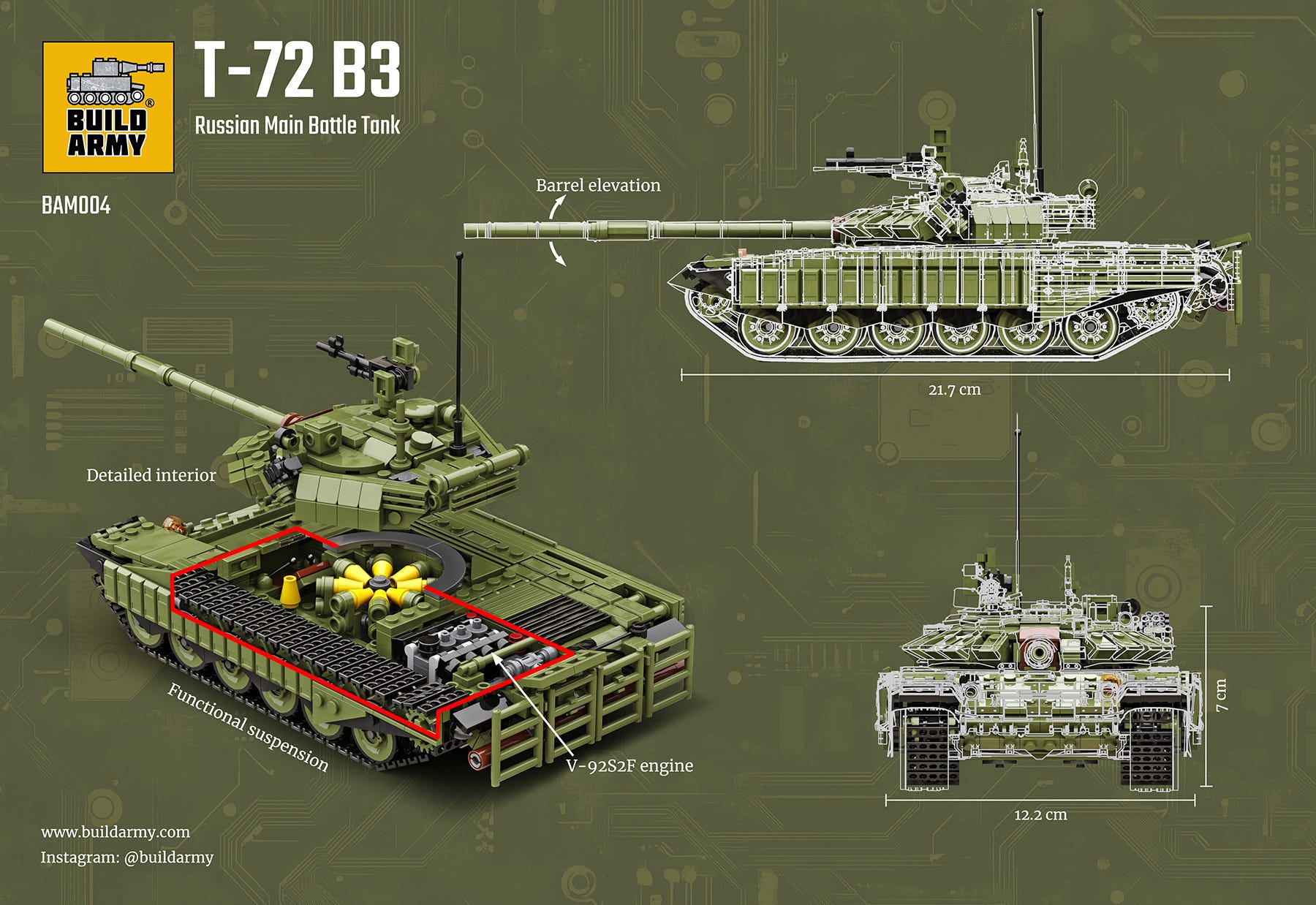 Buildarmy 1:33 T-72 B3 Main Battle Tank - BM004