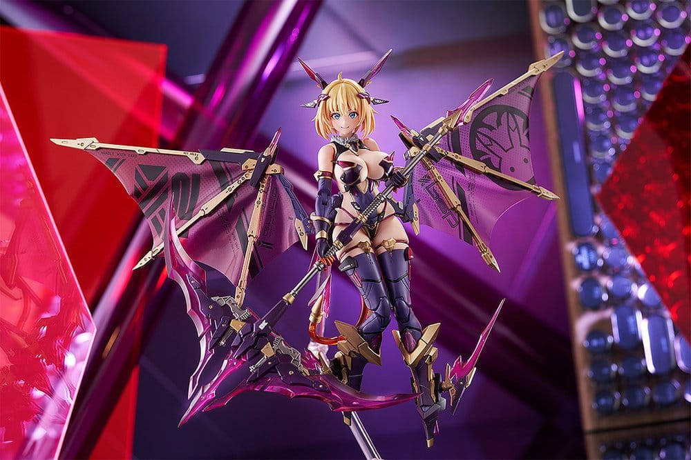Sophia F. Shirring Vampire Ver. PLAMAX by Max Factory flying with trident in a neon scene