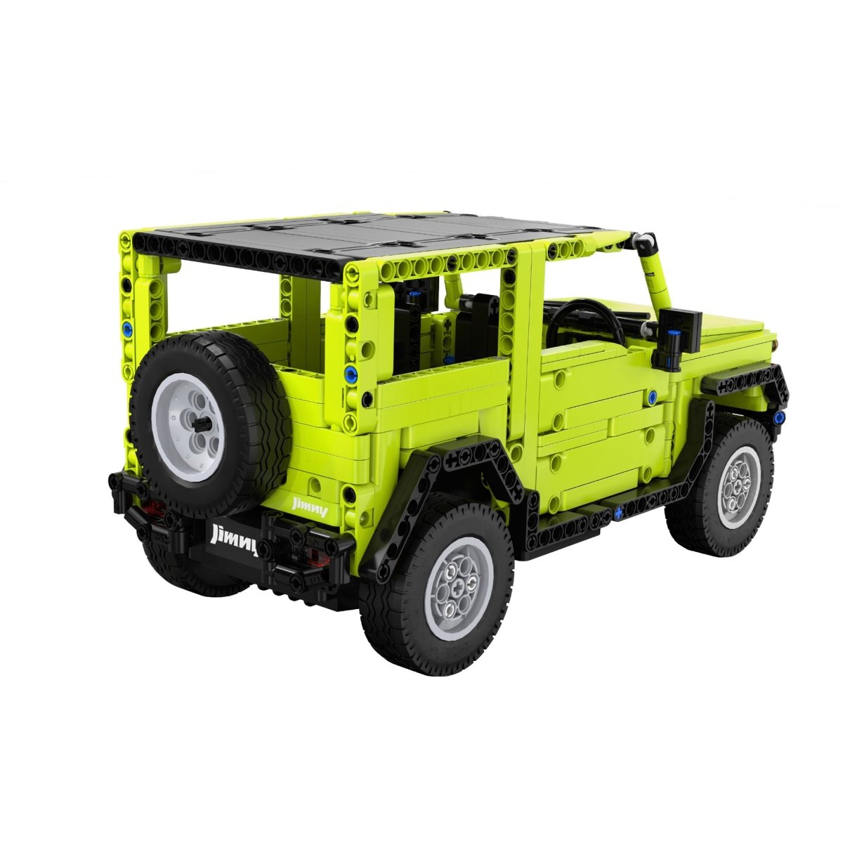 CaDA 1:12 Suzuki Jimny brick kit, built Jimny, rear three-quarter view with spare wheel