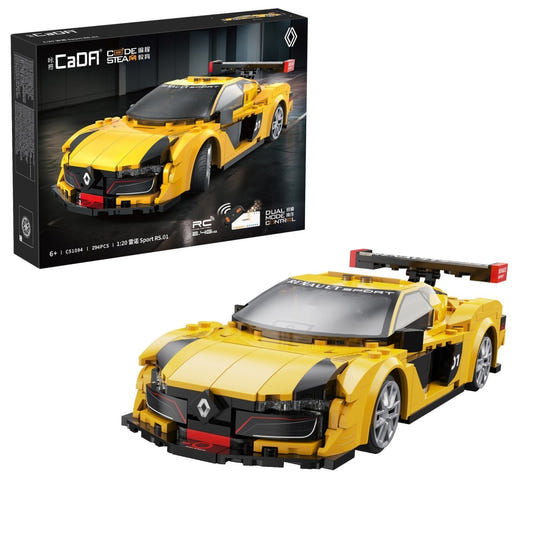 CaDA 1:20 Renault Sport RS.01 brick kit, box and built yellow and black race car