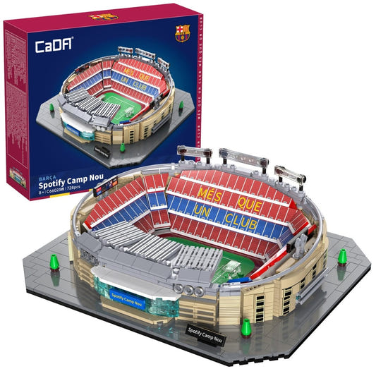 CaDA FC Barcelona Spotify Camp Nou stadium brick kit, box and built stadium model