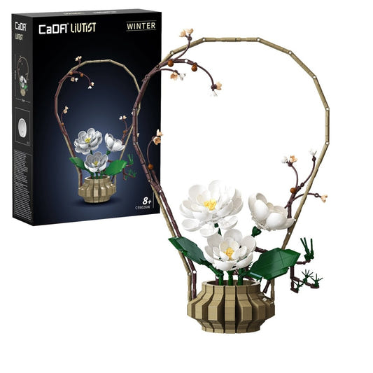 CaDA Oriental Floral Art: Winter brick construction model kit