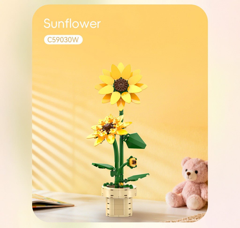 Sunflower Building Block Planter - 187 pcs - Loaded Dice
