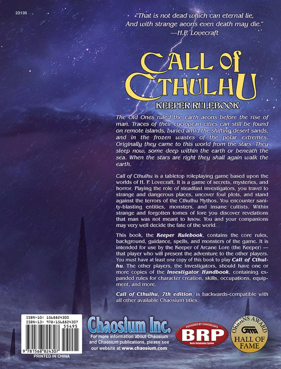 Call of Cthulhu - 7e Keeper Rulebook Hardcover - Loaded Dice