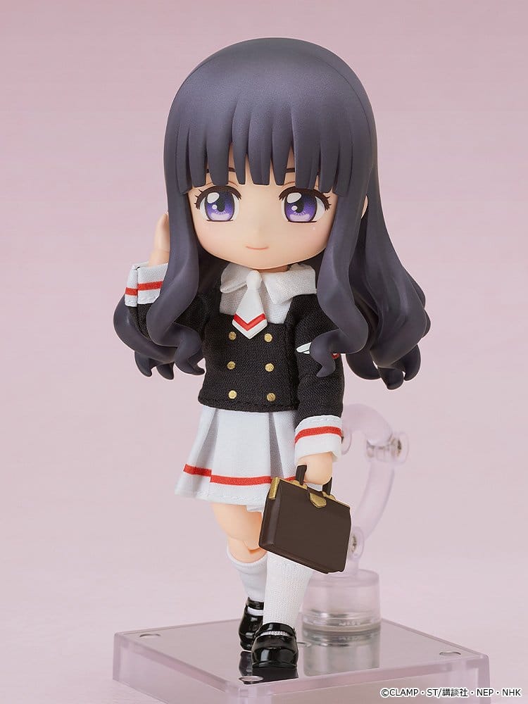 Nendoroid Doll Tomoyo Daidouji front view on stand, school bag in hand