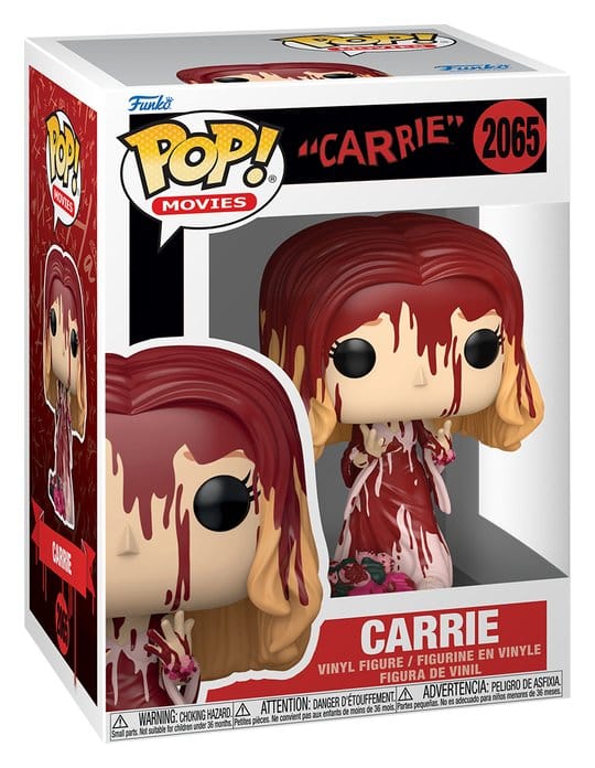 Carrie Funko POP! Movies 2065 bloody Carrie vinyl figure shown in its window display box